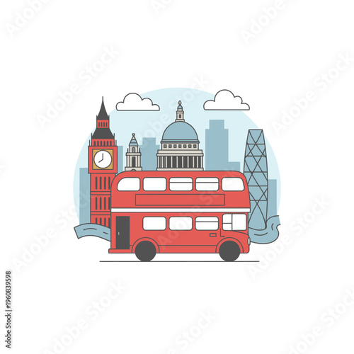 Iconic Red Double Decker Bus in London.