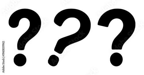 Question mark silhouette set with minimal black outline design featuring typographic symbols, language icons, punctuation with vector illustration and graphic design