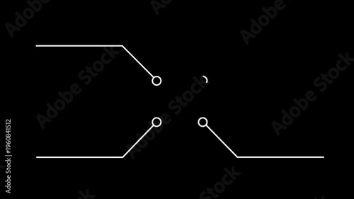 Network Connection, Hub, Social Network Isolated Flat Line Icon. molecule icon. compound of molecular structures PNG Alpha. Glowing Data Cables Transferring Information. 4k video animation
