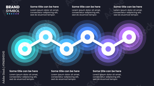 Infographic template. Line with 6 points and text