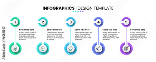 Infographic template. Line with numbers and 5 points