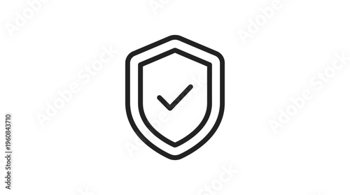 Robust Security Shield with Checkmark Icon for Data Protection and Verification, isolated white background