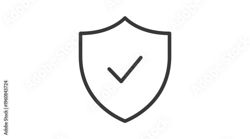 Security Shield with Checkmark Icon Representing Protection and Approval, isolated white background