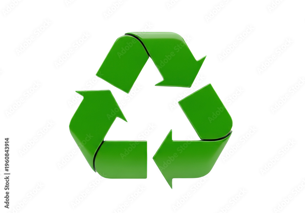 Fototapeta premium Green recycling symbol icon isolated on transparent background