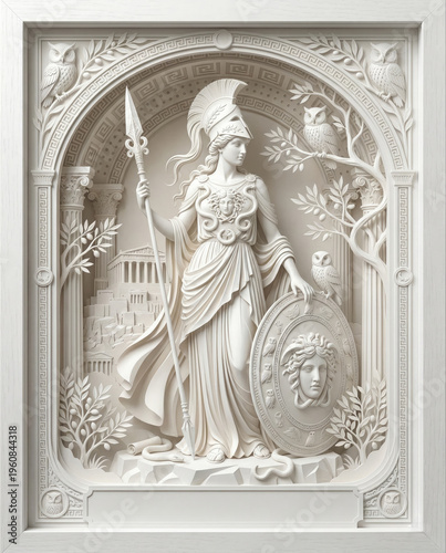 Ethereal realm of mount olympus ancient greek temple sculpture divine guardian serene environment