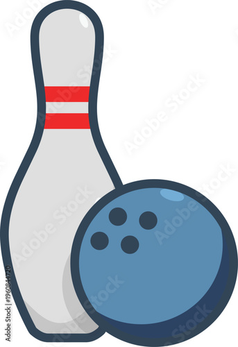 ボウリングのボールとピンのアイコン