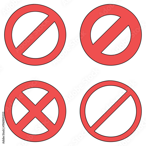 Free Download Hand-drawn cartoon set of red prohibition symbols on a white background. - GFXLoad