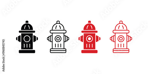 Fire Hydrant Icon Set Water Hydrant Silhouette Emergency Safety Symbols Vector