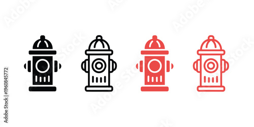 Fire Hydrant Silhouette Collection Water Supply Safety Equipment Icons Set