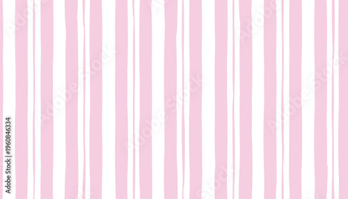 Seamless background with pink stripes, cute pastel wavy lines, and girly hand-drawn verticals . Watercolor ribbons in doodle style. Rustic retro vector pattern of soft pink pastel wallpaper