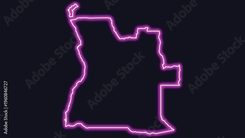 Angola map outline neon glow purple on dark background