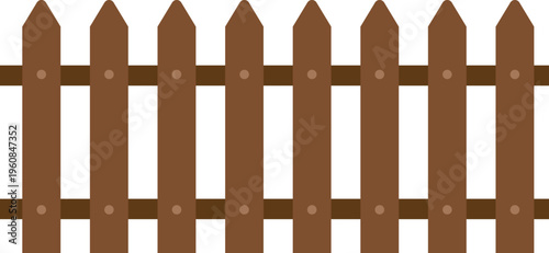 Flat wooden picket fence vector icon