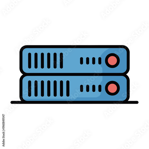 Vector of two stacked server racks with buttons and ventilation slots