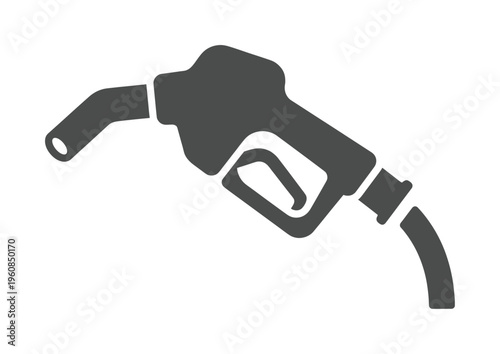 Minimalist dark grey gas pump nozzle vector icon. A symbol for gasoline, fuel, diesel, and petrol stations. Great for web design, apps, and transport infographics.