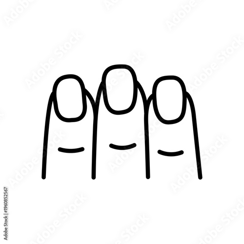 Minimal outline vector illustration of fingers with nails. Simple line icon representing human body, anatomy and hand details