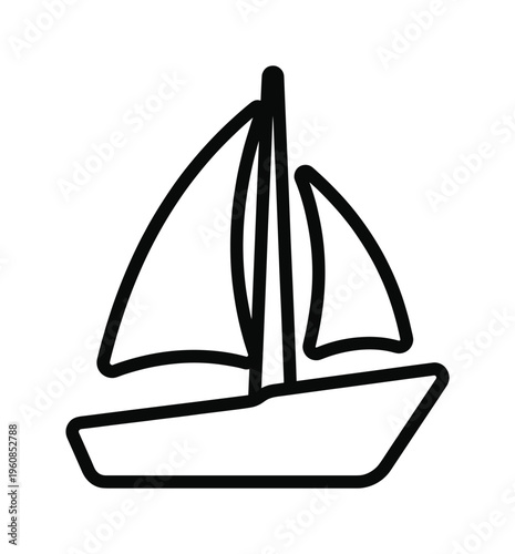 A simple sailboat line icon. This minimal vector graphic is perfect for travel, marine, and leisure themes. Ideal for logos, websites, apps, and print design.