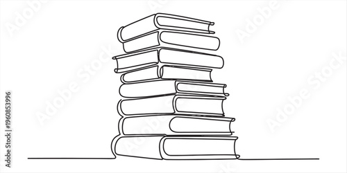 stack of books in a minimalist line drawing style