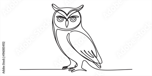 owl drawing, black and white illustration, bird