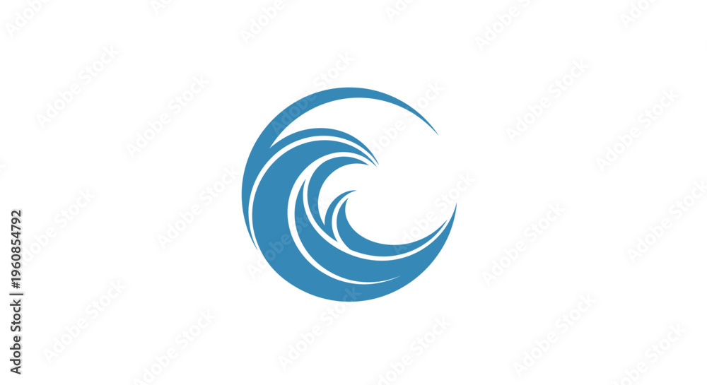 Fototapeta premium Abstract blue wave logo design on a white background for business.