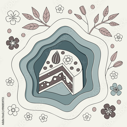 A slice of cake with white frosting and chocolate layers