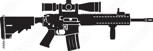 Rifle, assault rifle, gun, firearm, black, silhouette, vector, illustration, tactical, weapon, modern, military