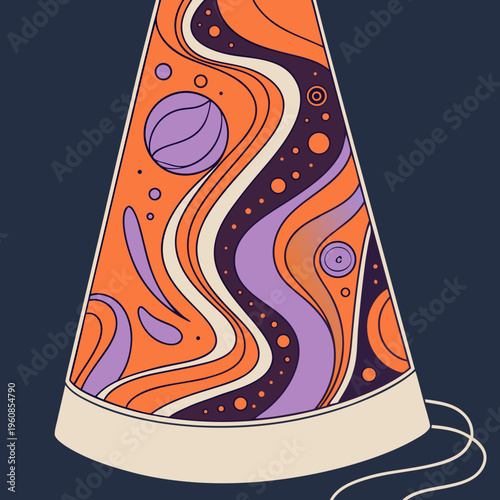 A colorful lava lamp with a unique swirling pattern