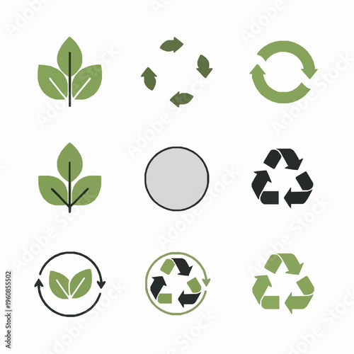Minimal biodegradable recycle icon vector set eco packaging symbol EPS10 isolated on white