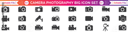 Camera icon set. photo camera icon. camera photography icon.