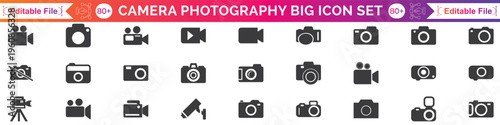 Camera icon set. photo camera icon. camera photography icon.
