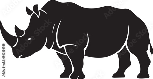 Black rhinoceros silhouette a powerful wild animal illustration for conservation and safari themes isolated on a white background