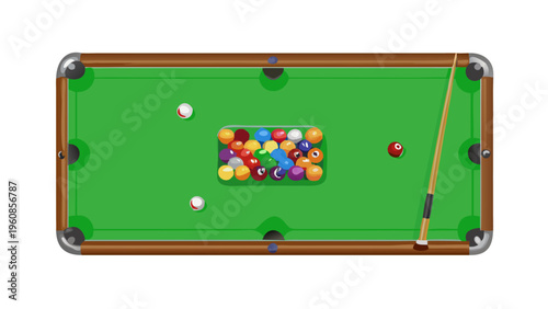 Billiard Table Top View Pool Game Setup Sports Recreation Illustration