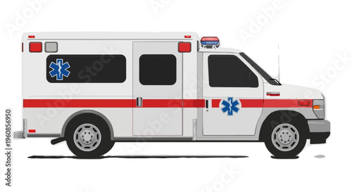 Ambulance Emergency Vehicle Side View Medical Transport Illustration