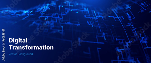 Modern AI Data Flow in Digital Network. Tech Background for Technology Integration. AI, Digital Business and Big Data Visualization Presentation Backdrop Concept.