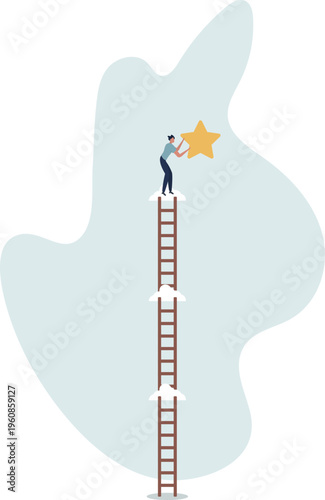 Business champion succeed to get reward, winning star employee, career path or dream job concept.person's life situation and his activities.