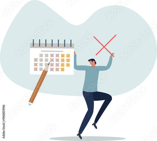 four day work week, reduce working day to increase efficiency and productivity, flexible work day for employee benefit concept.person's life situation and his activities.