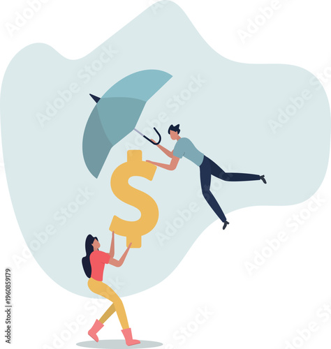 Income protection, security or safety guard protect investment profit, wealth preservation or insurance, risk management concept.person's life situation and his activities.