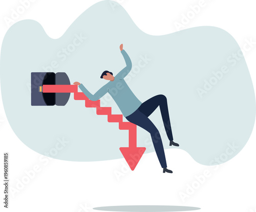 Capital loss or losing money from investment, stock market go down or decline, recession or economic slow down, stock market crisis concept.person's life situation and his activities.