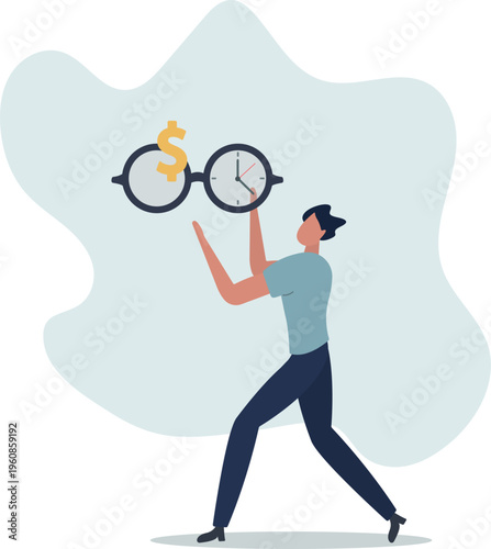 Time is money, investment profit or pension fund, value price or long term investing, saving money or debt payment, financial freedom concept.person's life situation and his activities.