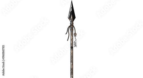 Ancient Tribal Spear Illustration Ethnic Warrior Weapon Vector Design Element Icon Isolated