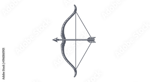 Ancient Tribal Bow and Arrow Vector Illustration for Archery and Traditional Hunting Designs