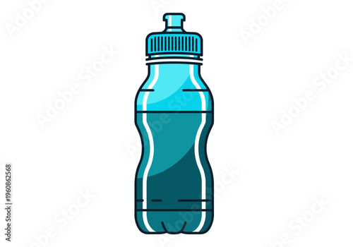 Blue Reusable Sports Water Bottle Vector Illustration, Plastic or Steel Flask Icon for Fitness, Gym, and Healthy Hydration Lifestyle