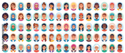 Diverse group of people illustrations.
