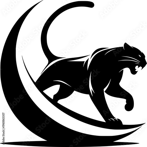Black vector silhouette of a wild mustang panther head icon designed as a powerful animal symbol for a stallion logo or tattoo illustration