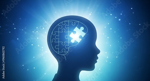 Autism awareness concept with blue tones and soft lighting