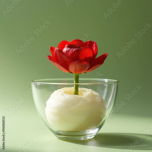 The Red Bloom in Cream