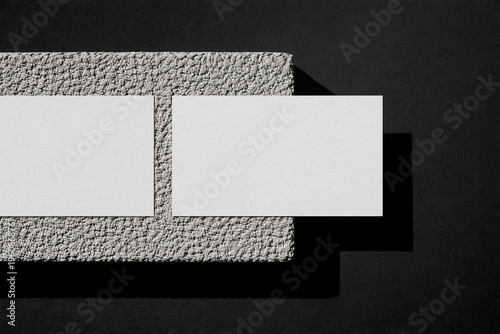 Blank Concrete Block Business Card Mockup