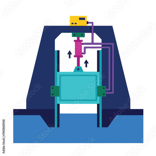 Automated AI River Floodgate Dam Infrastructure Tech Vector