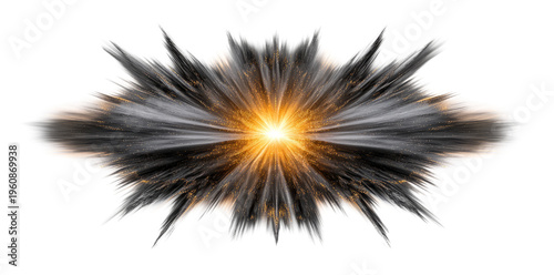  black and gray gradient exploding fireball, on a transparent background, 