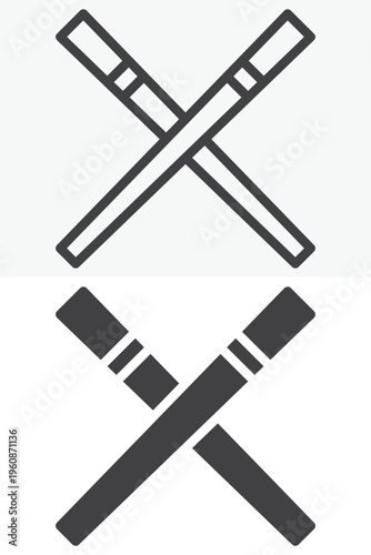 Chopsticks icon in line and solid style. Outline and solid vector icon with editable stroke. Dining utensil sign symbol, chopsticks icon.