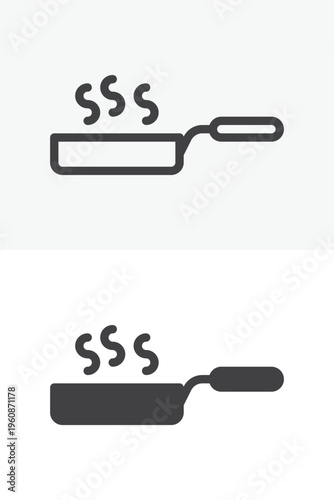Frying pan icon in line and solid style. Outline and solid vector icon with editable stroke. Cooking utensil sign symbol, pan icon.